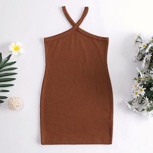 Kids Halter Neck Brown Dress